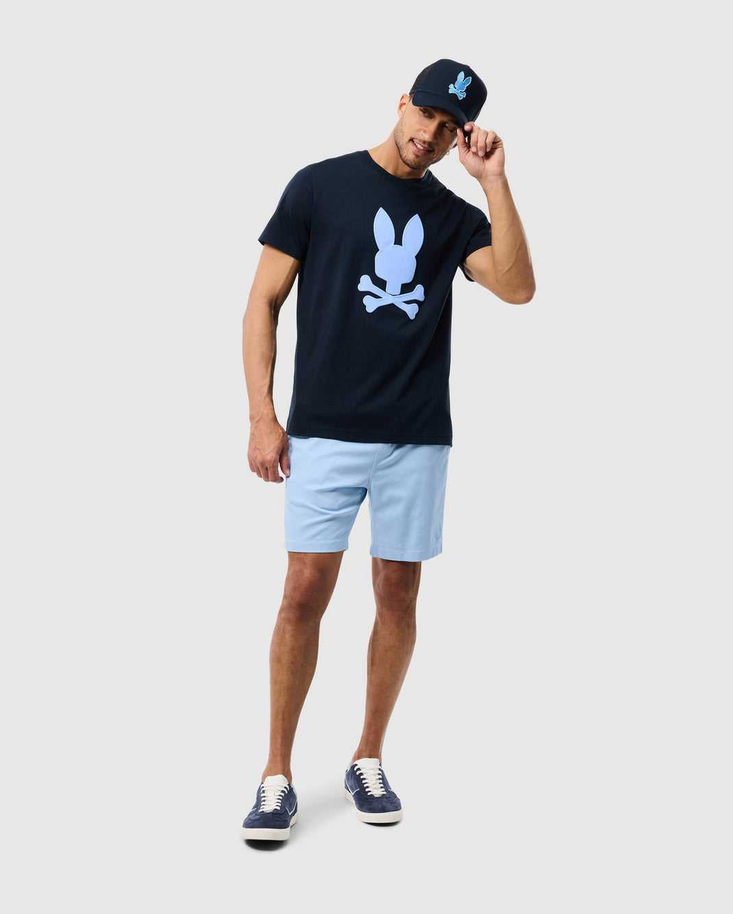 T Shirt Graphique Psycho Bunny Houston Graphic Tee Bleu Marine Homme | ZTO-43413482